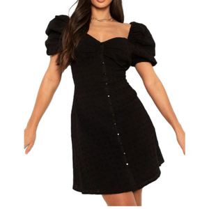 Black puff short sleeve dress 14 tall